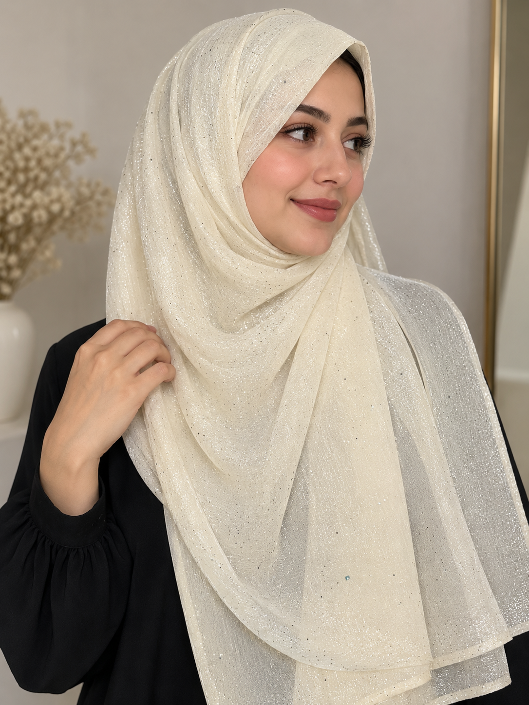 Cornsilk- Flowy Organza Sparkle Hijab
