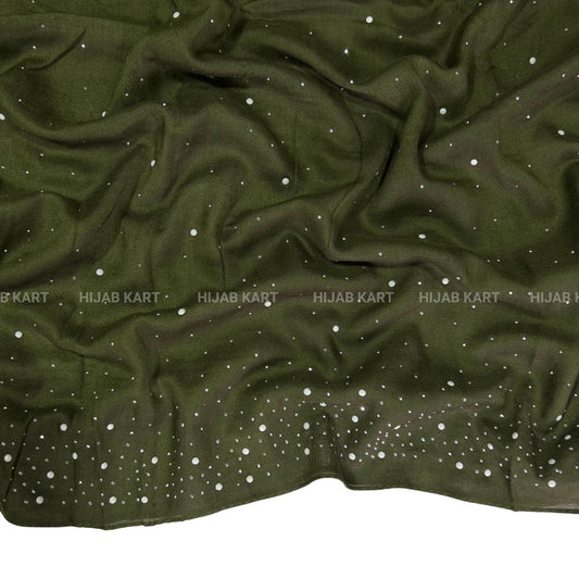 Army Green-  Premium Cotton Dewdrop Hijab