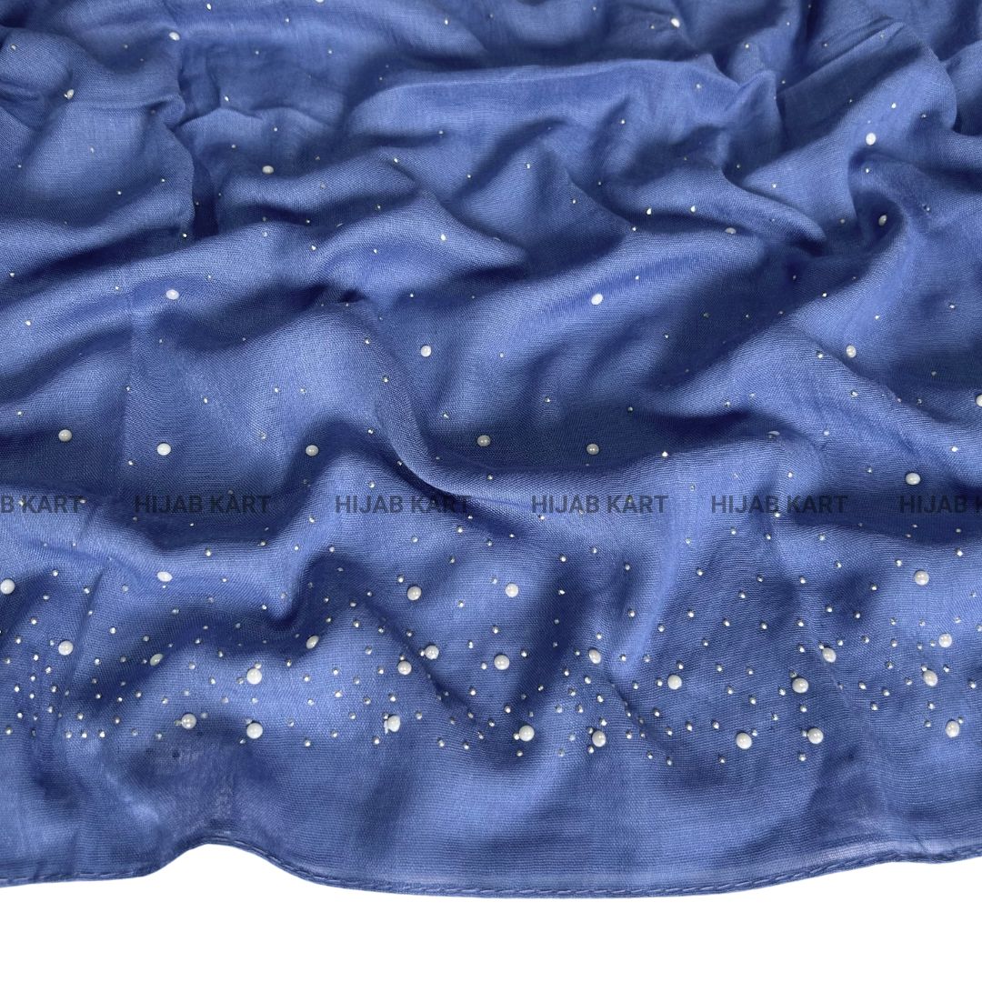 Sapphire Blue-  Premium Cotton Dewdrop Hijab