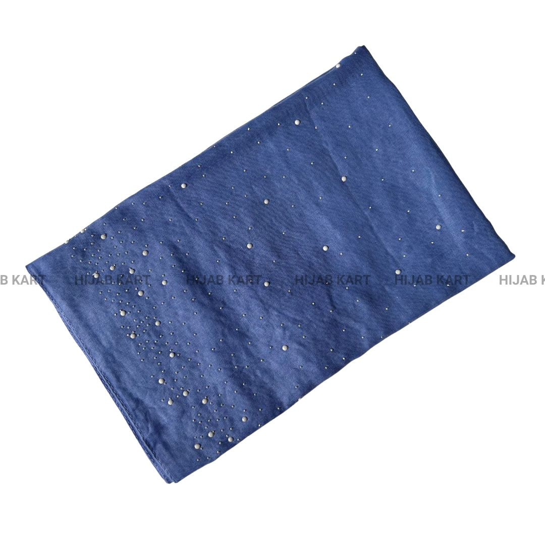 Sapphire Blue-  Premium Cotton Dewdrop Hijab