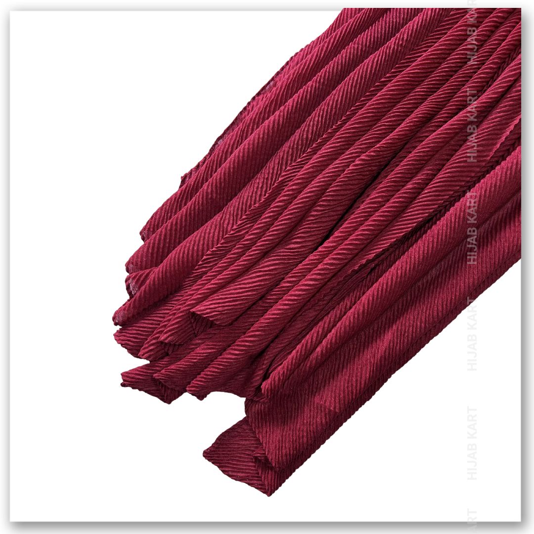 Cotton Pleated Hijab - Red Color