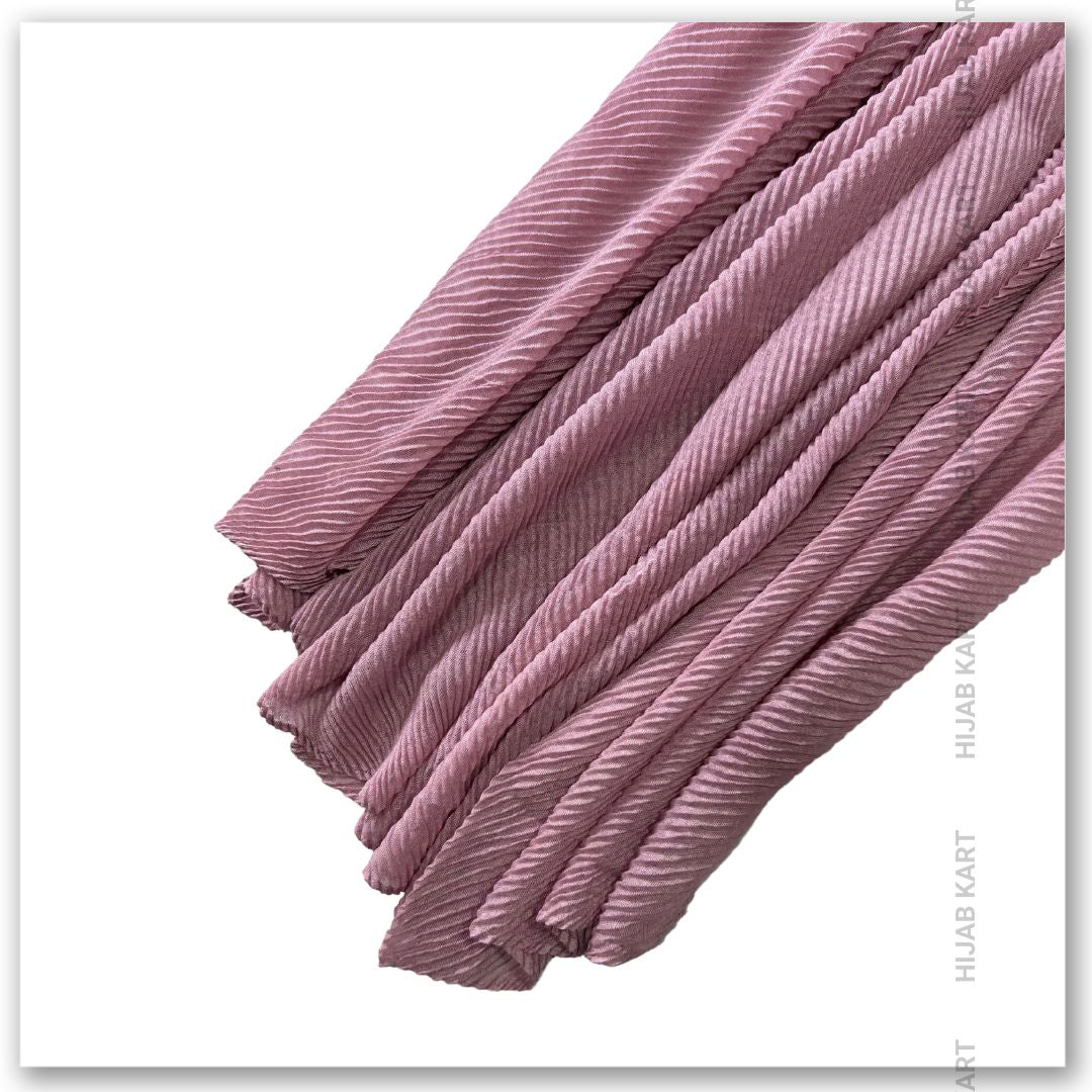 Cotton Pleated Hijab - Pink Color