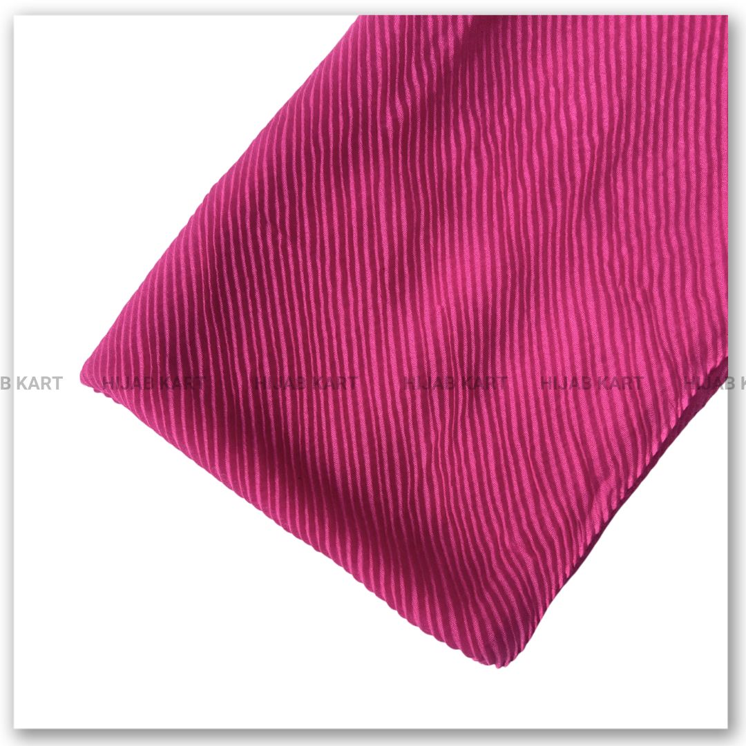 Cotton Pleated Hijab - Fuchsia Pink Color