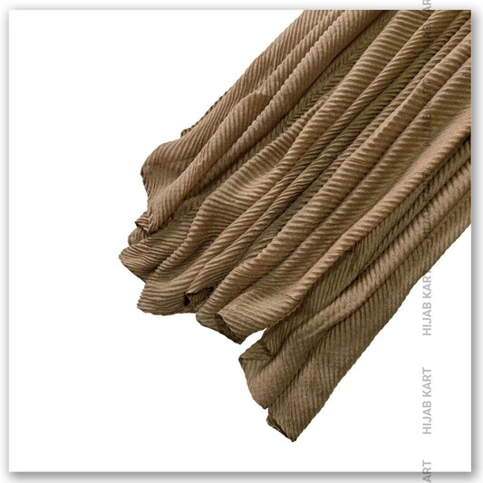 Cotton Pleated Hijab - Coffee Brown Color