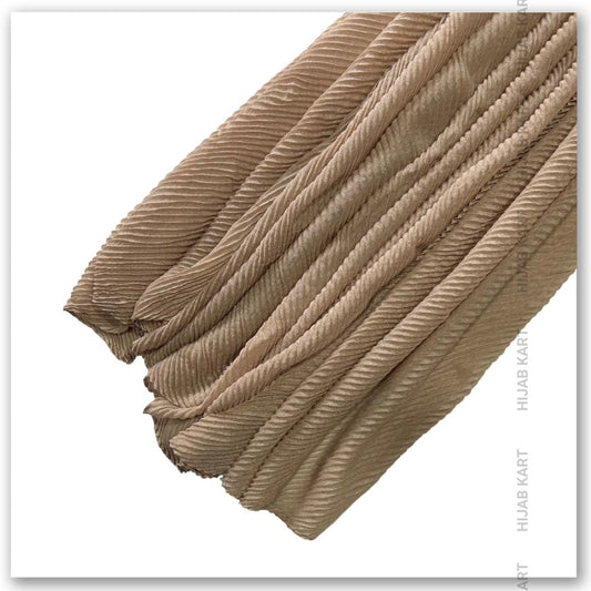 Cotton Pleated Hijab - Light Coffee Color