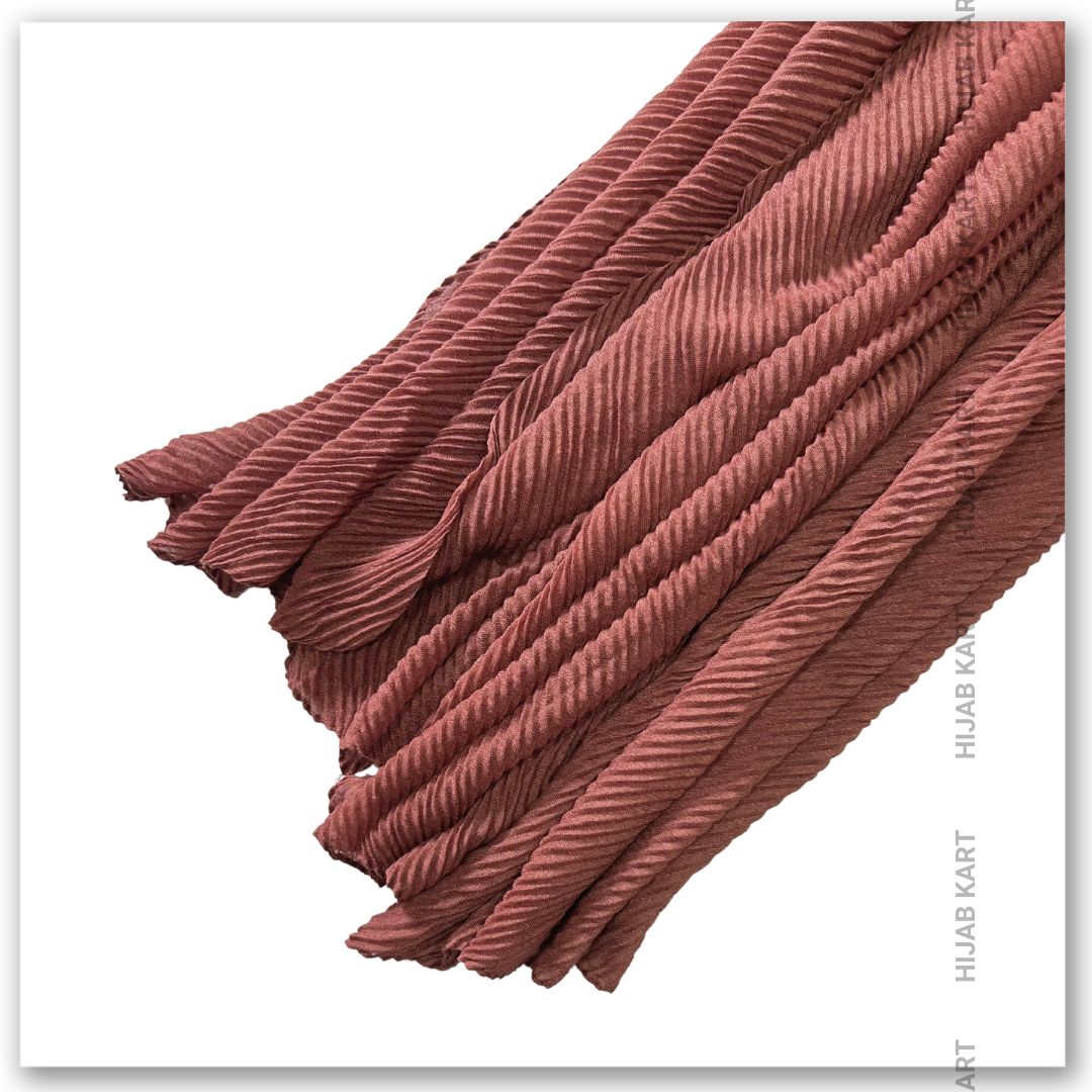 Cotton Pleated Hijab - Rosewood Color