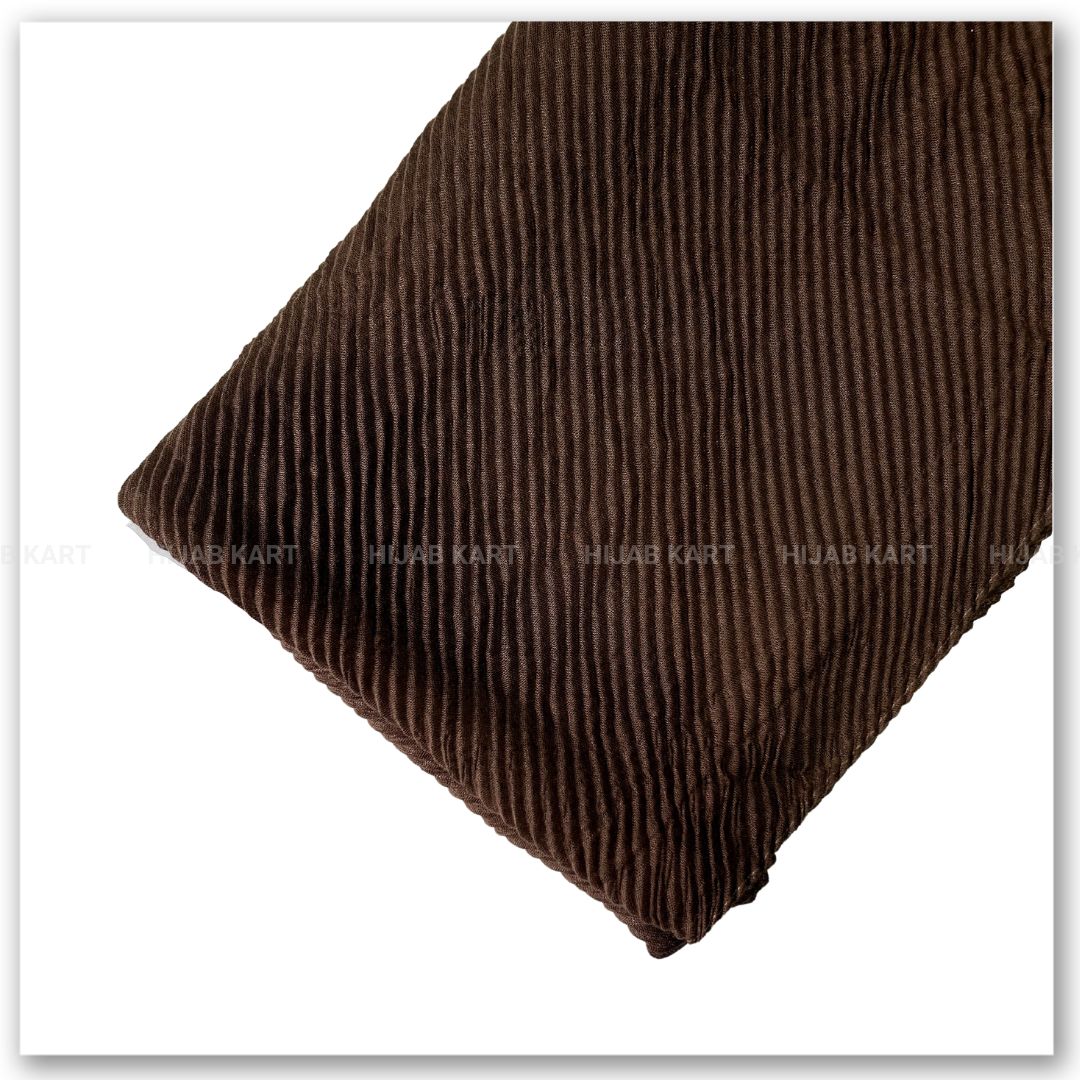 Cotton Pleated Hijab - Chocolate Brown Color