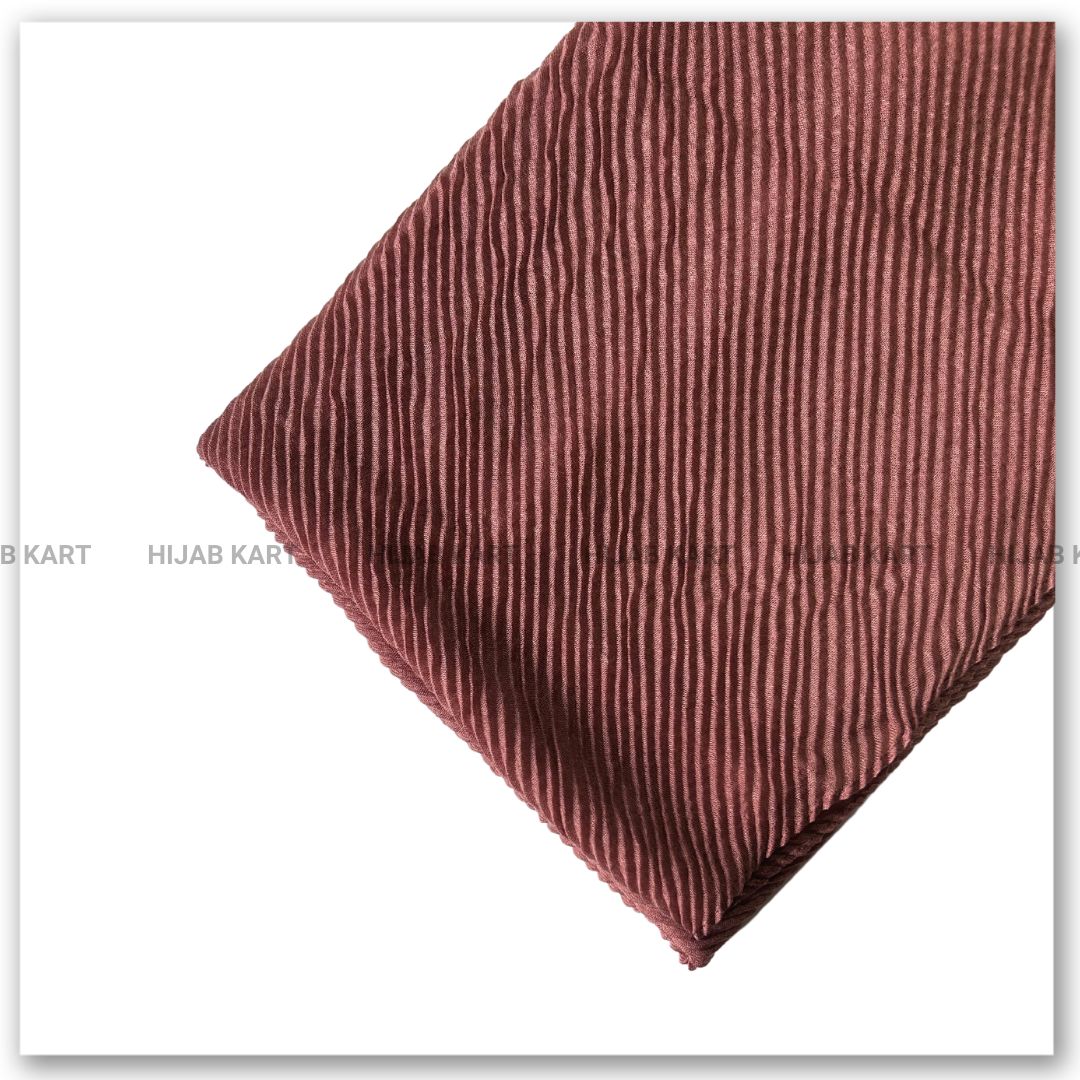Cotton Pleated Hijab - Rosewood Color