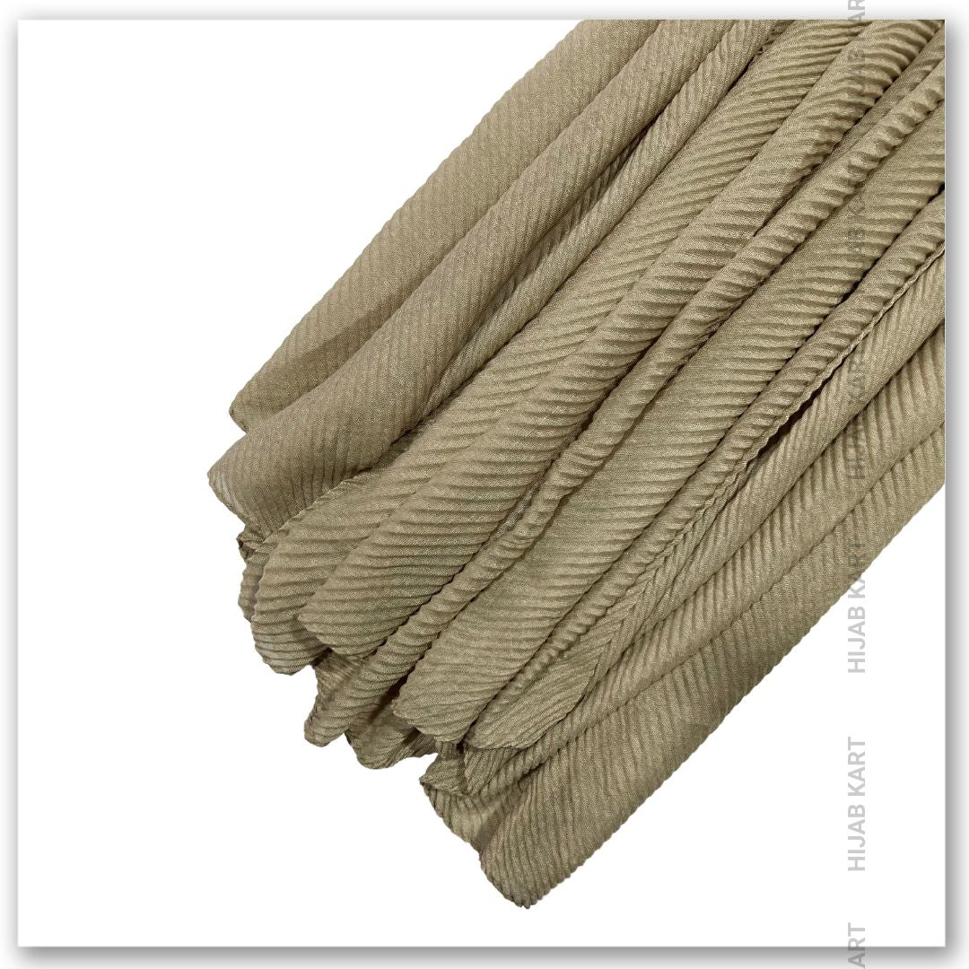 Cotton Pleated Hijab - Biscuit Brown Color