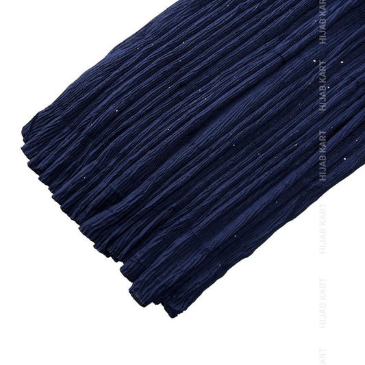 Navy Blue- Cotton Crushed Sequins Line Hijab