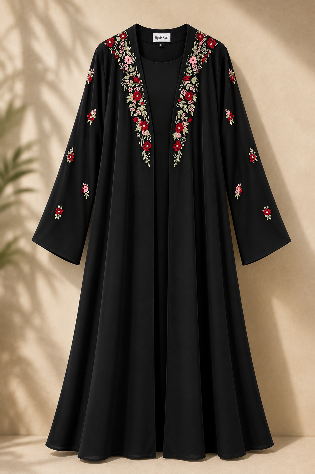 Wardah - Floral Embroidered Shrug Abaya | With Inner | With Matching Hijab