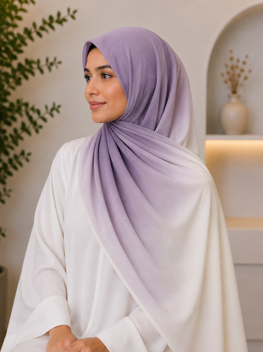 Soft Lilac- Ombre Chiffon Hijab