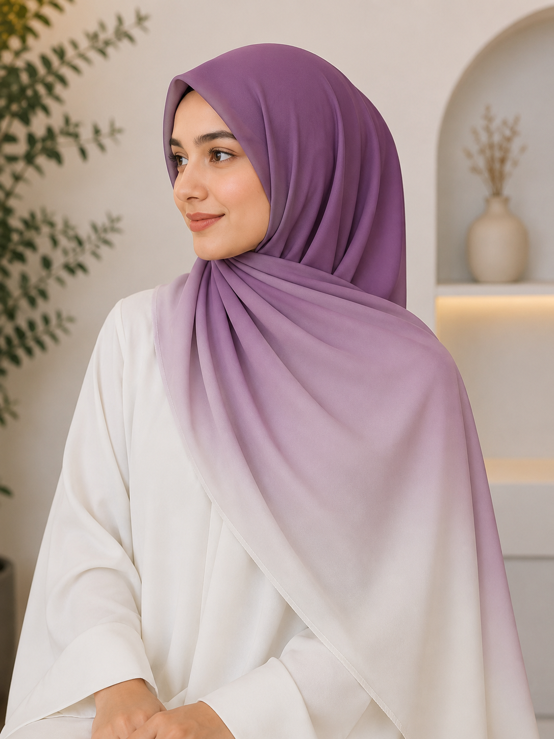 Dusty Muave- Ombre Chiffon Hijab