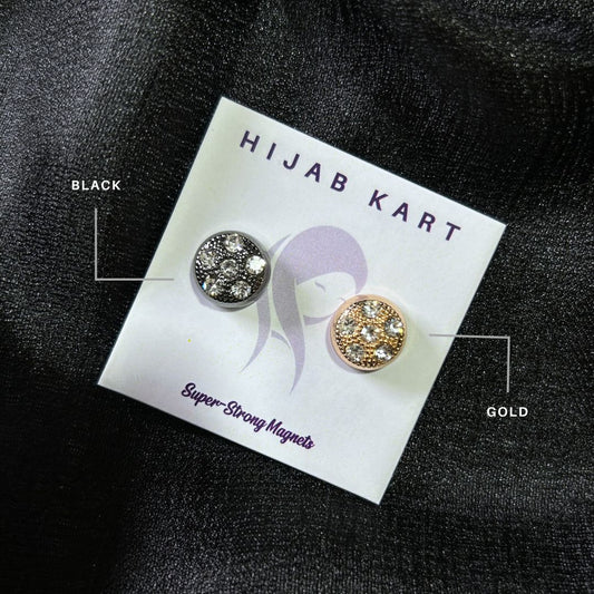 Diamond Studded Magnet Hijab Pin - Chrome Finish