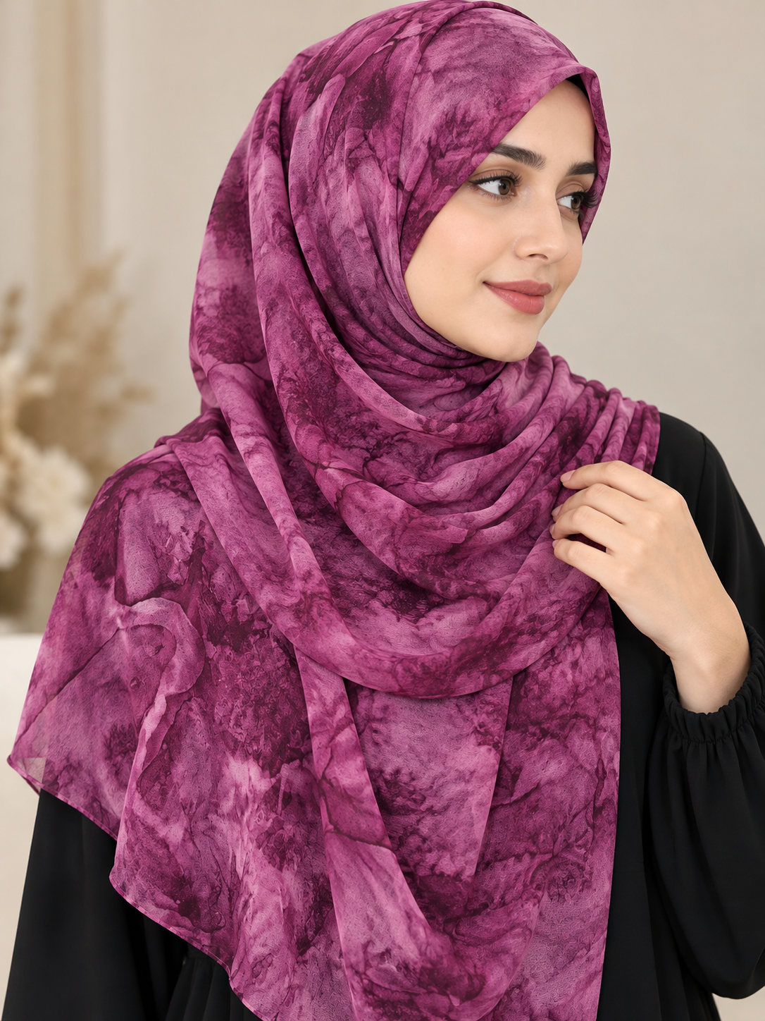 Berry Plum - Tie Dye Chiffon Hijab