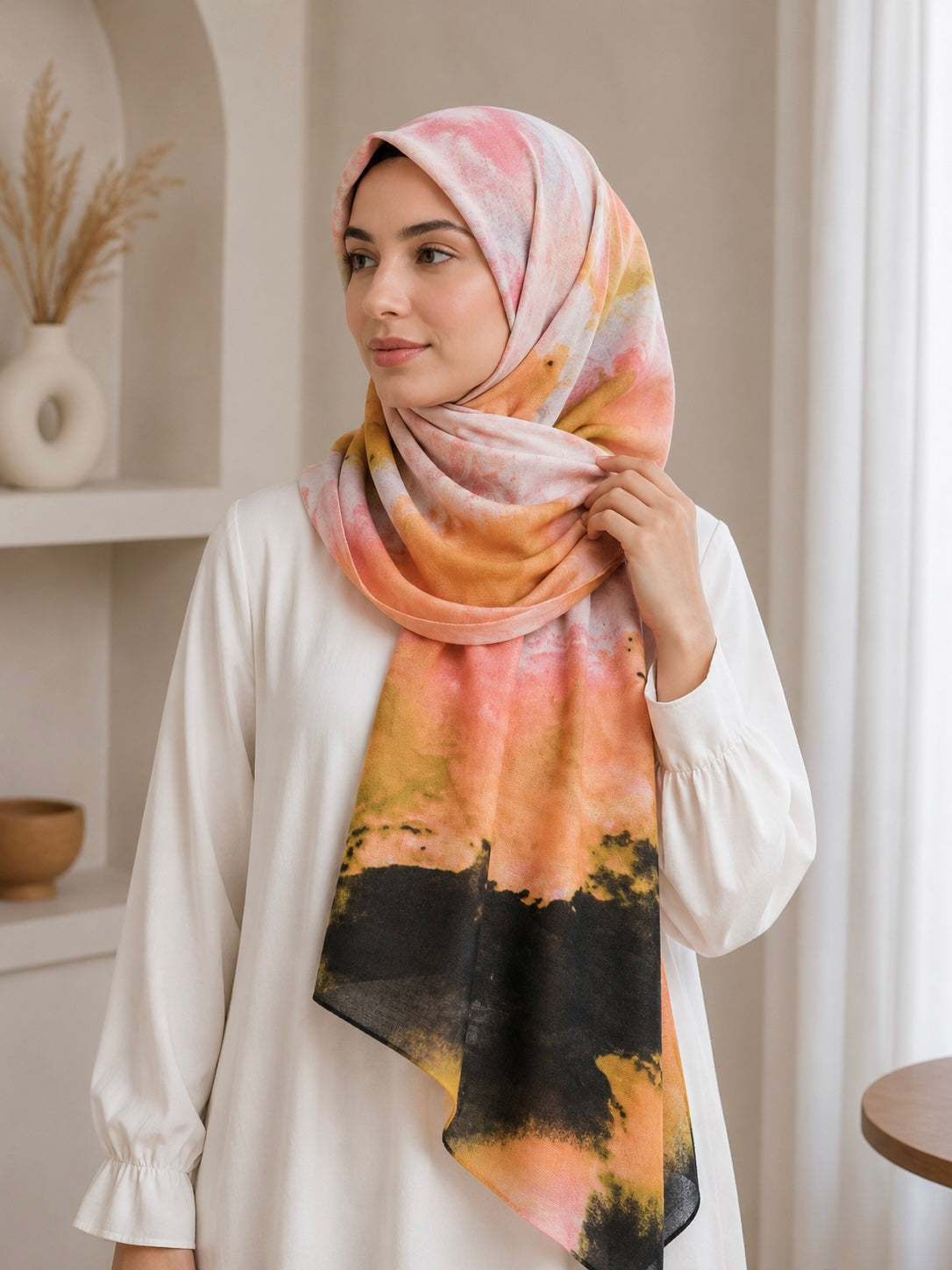 Twilight Gradient- Modal Cotton Marble Print Hijab