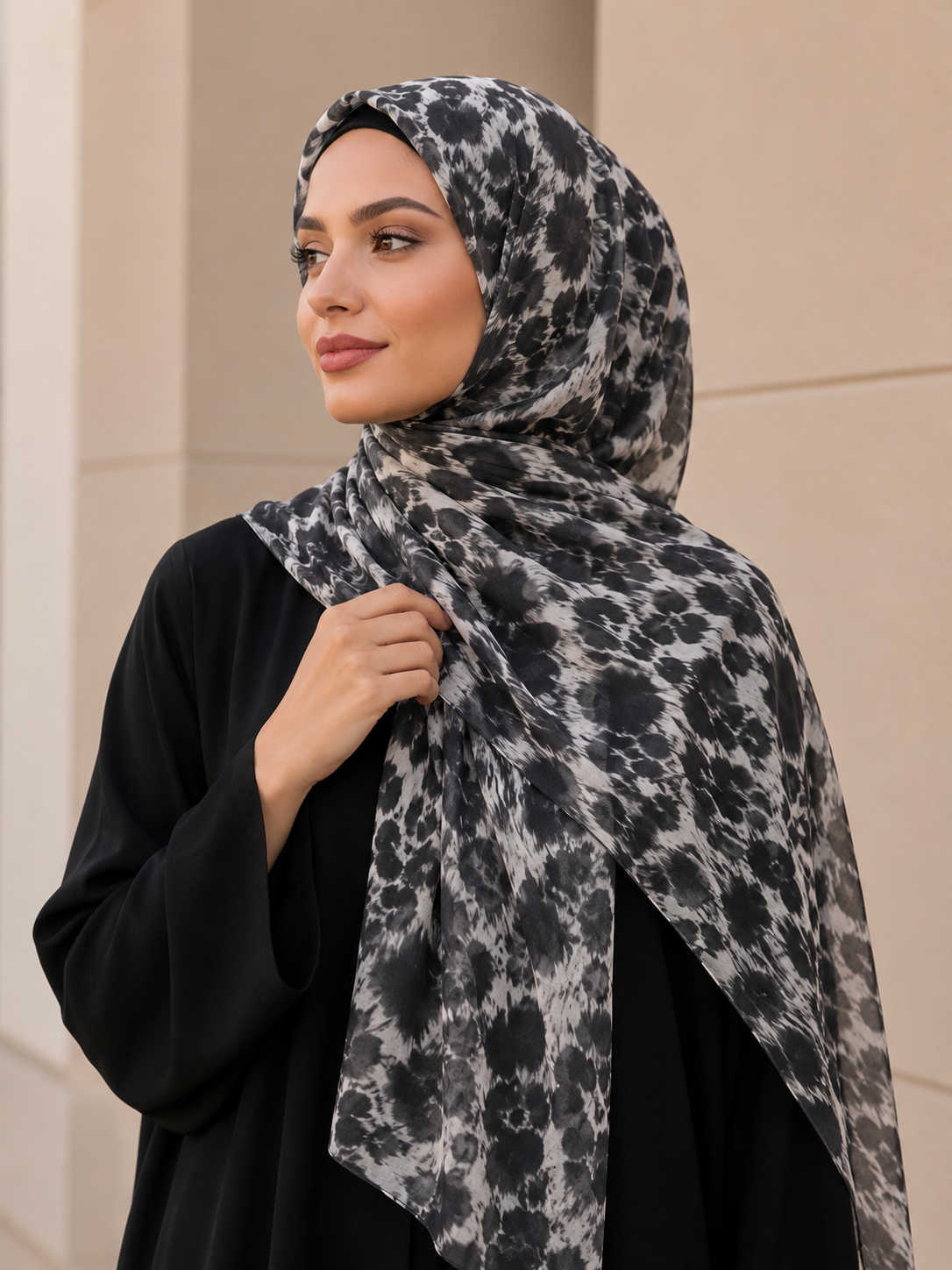White Tiger- Chiffon Animal Print Hijab