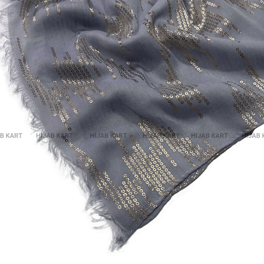 Foil Print Cotton Hijab | Cotton Hijab in Bluish Grey Color | Summer Hijab