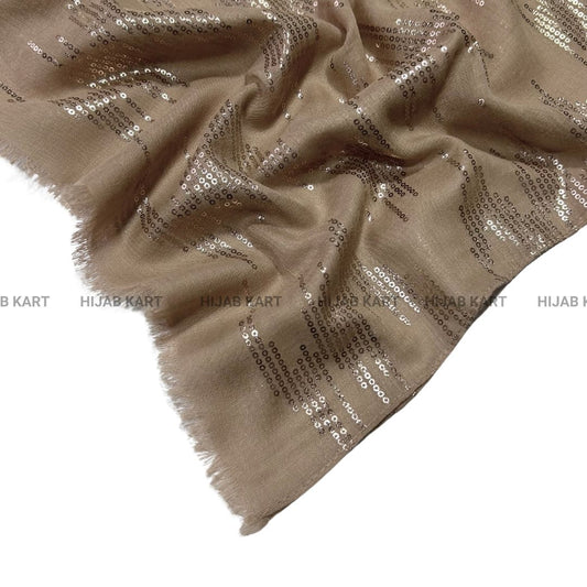 Foil Print Cotton Hijab - Brown Color Cotton Hijab | Hijab Kart