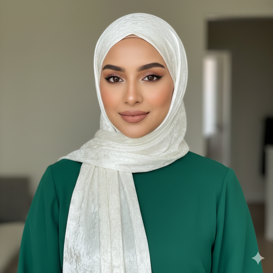 Off-White- Luxe Shimmer Crushed Satin Hijab