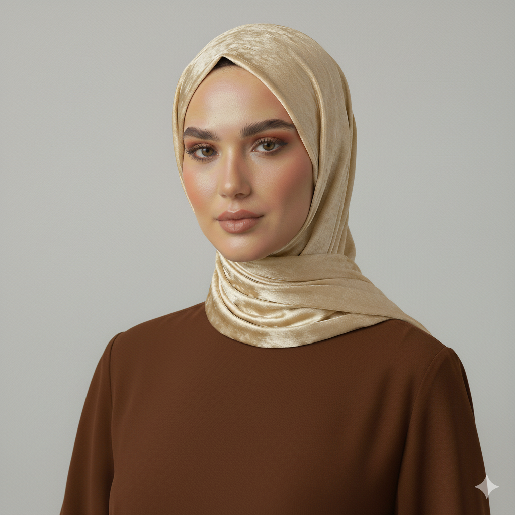 Pearl Gold- Luxe Shimmer Crushed Satin Hijab
