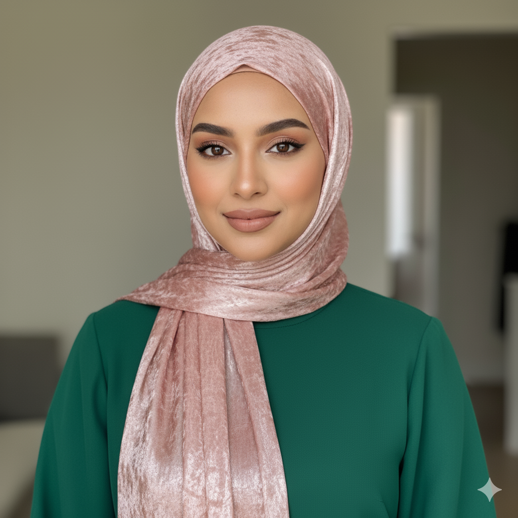 Dusty Rose Pink- Luxe Shimmer Crushed Satin Hijab