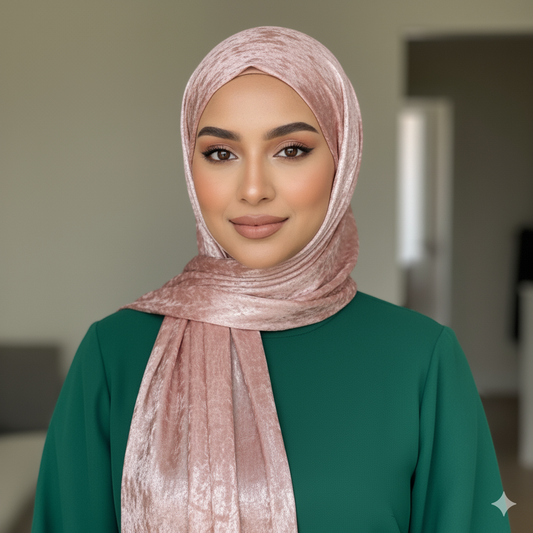 Dusty Rose Pink- Luxe Shimmer Crushed Satin Hijab