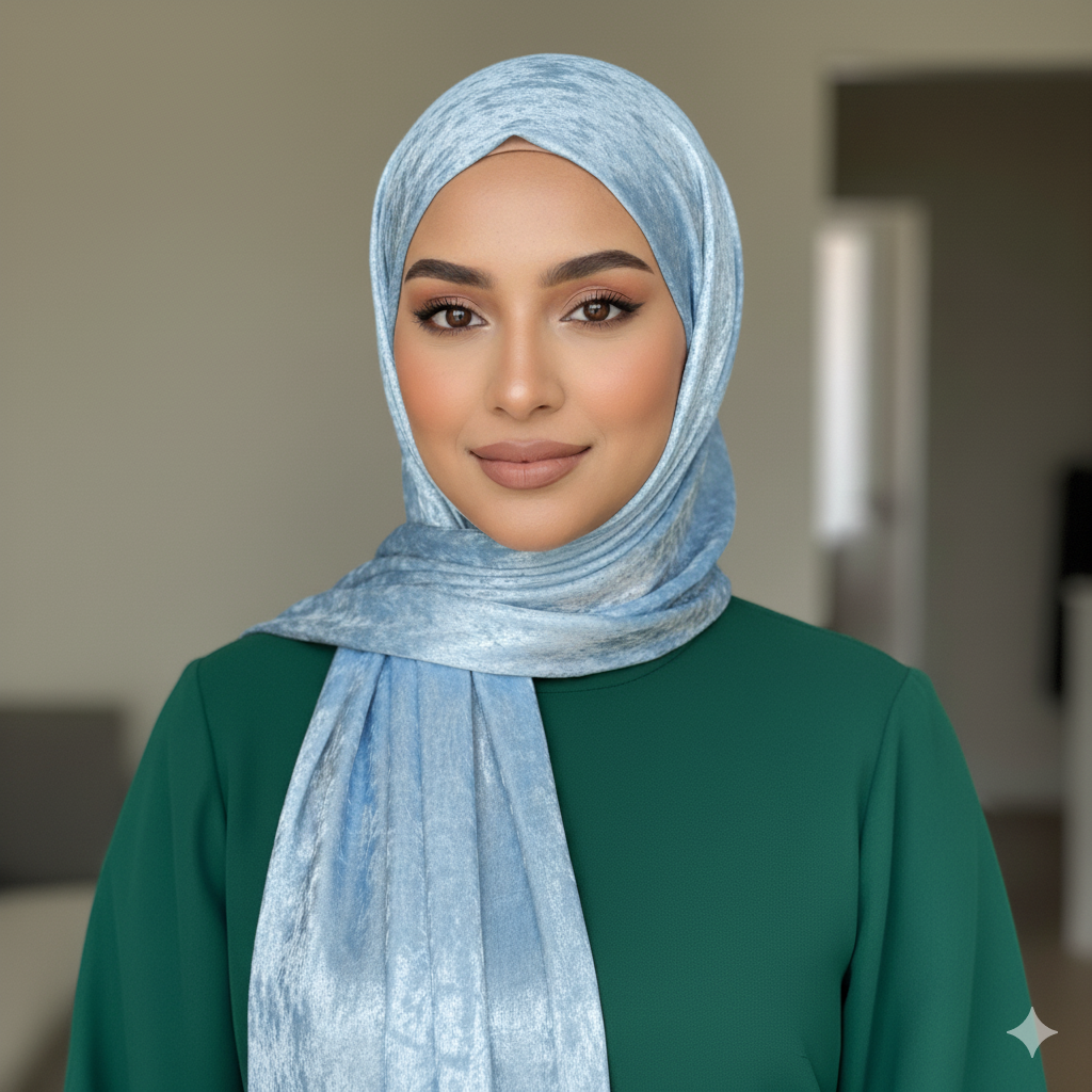 Cornflower Blue- Luxe Shimmer Crushed Satin Hijab
