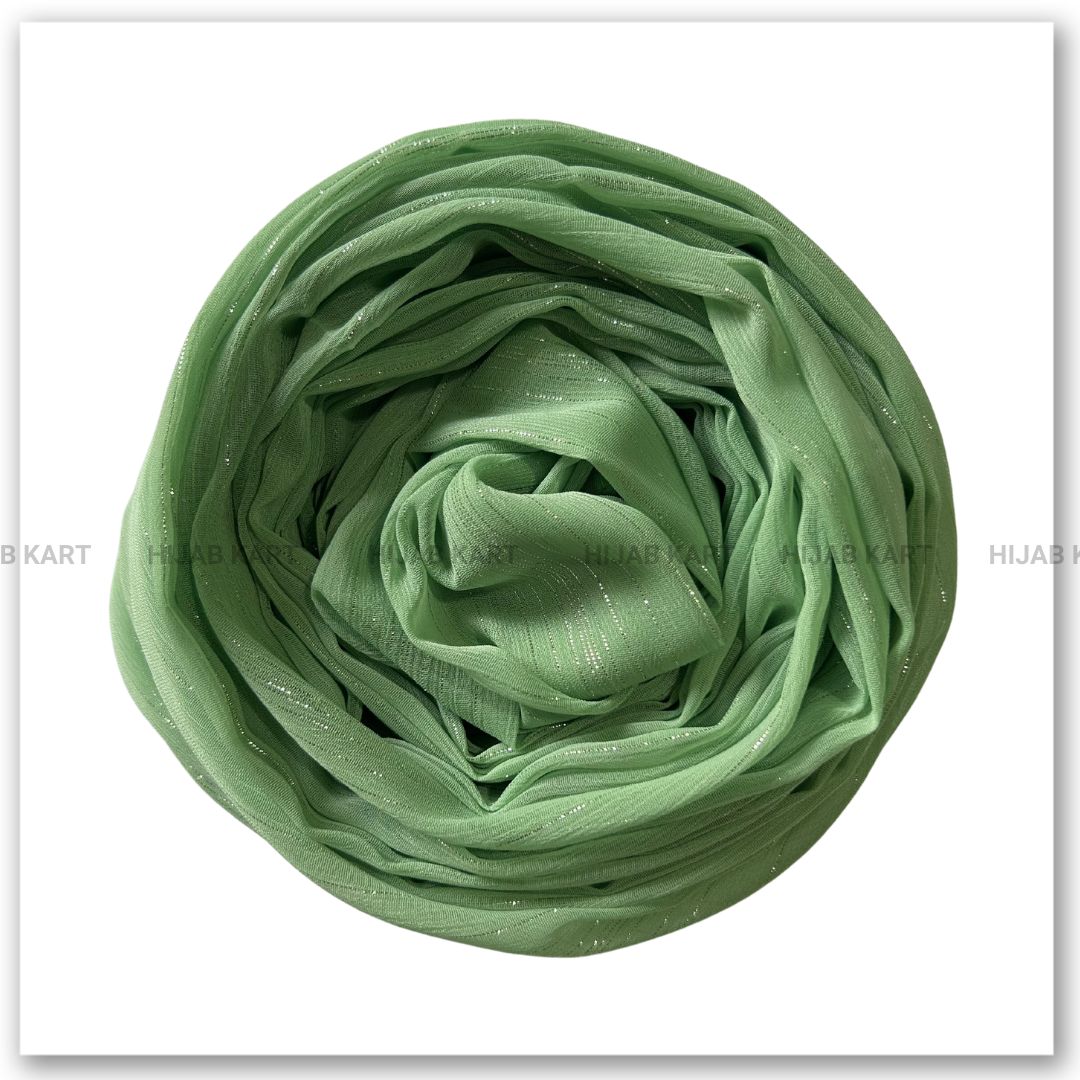 Georgette Shimmer Line Hijab- Cool Green