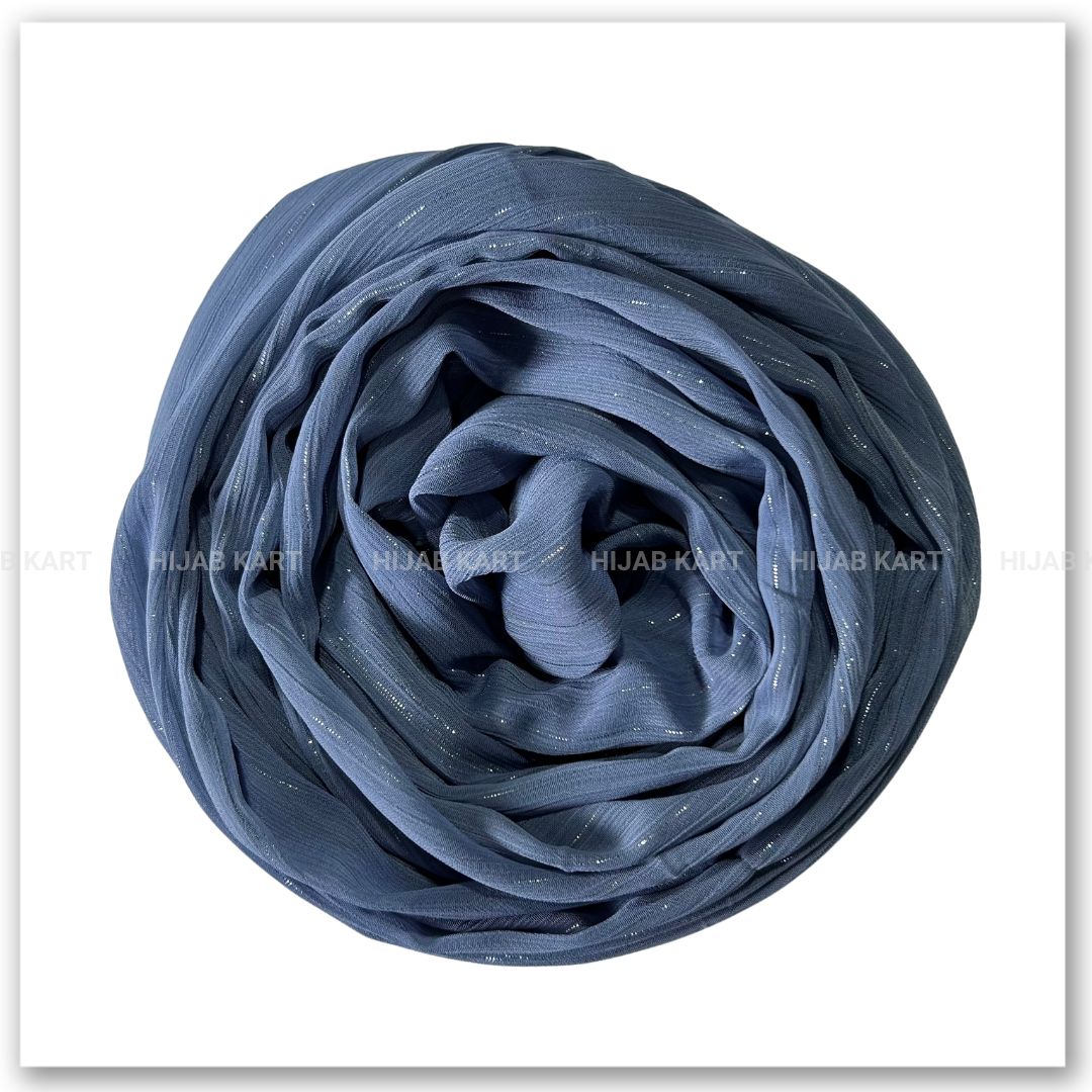 Georgette Shimmer Line Hijab- Cornflower Blue