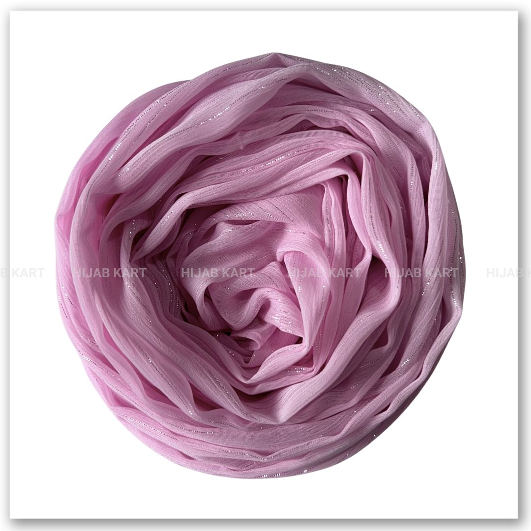 Georgette Shimmer Line Hijab- Taffy Pink