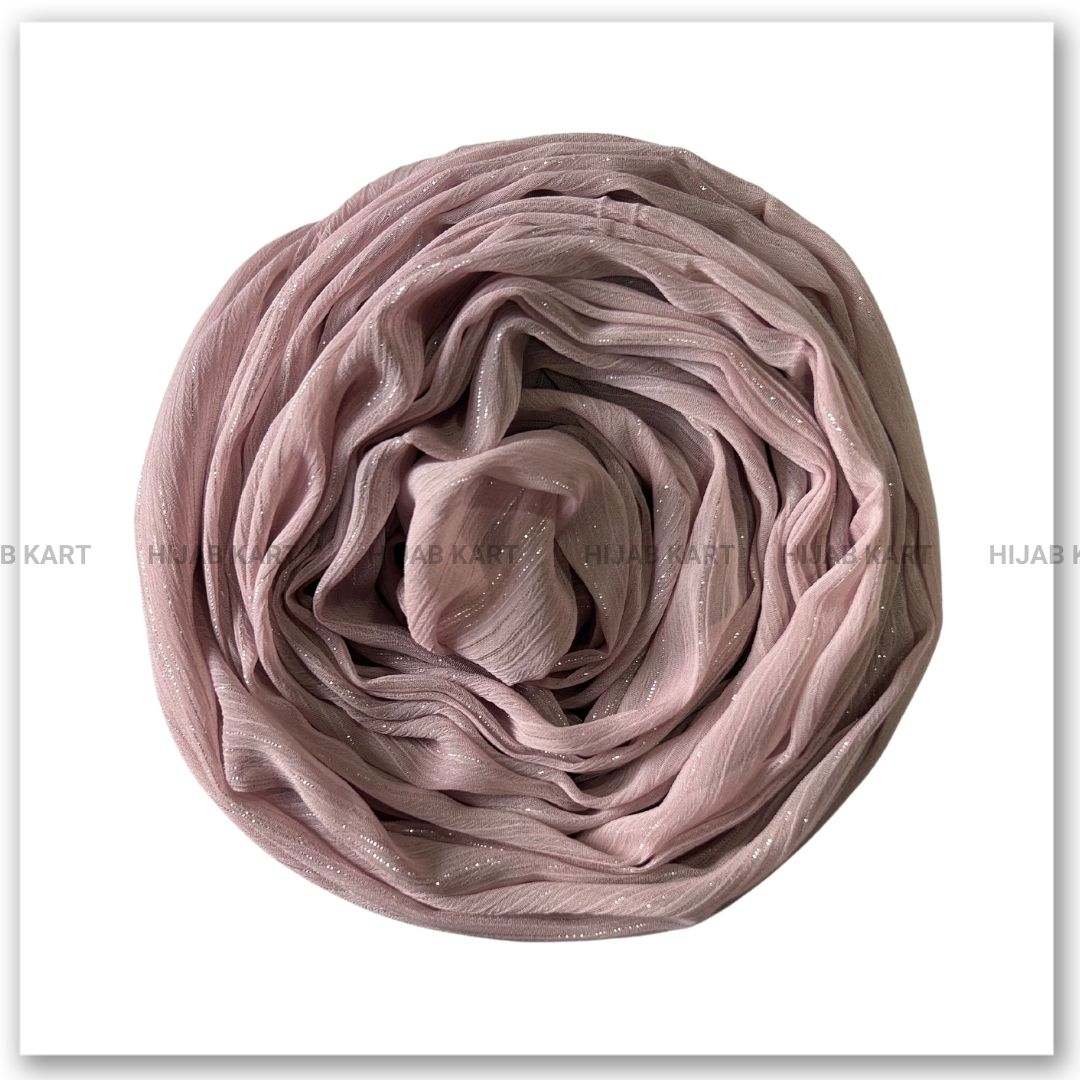 Georgette Shimmer Line Hijab- Pastel Pink