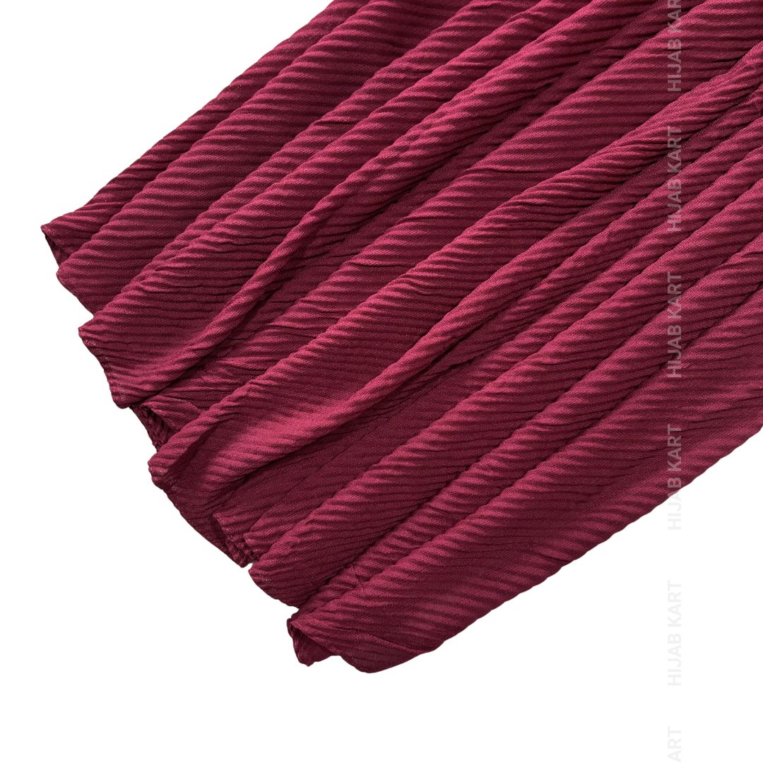 Maroon- Basketweave Cotton Pleated Hijab