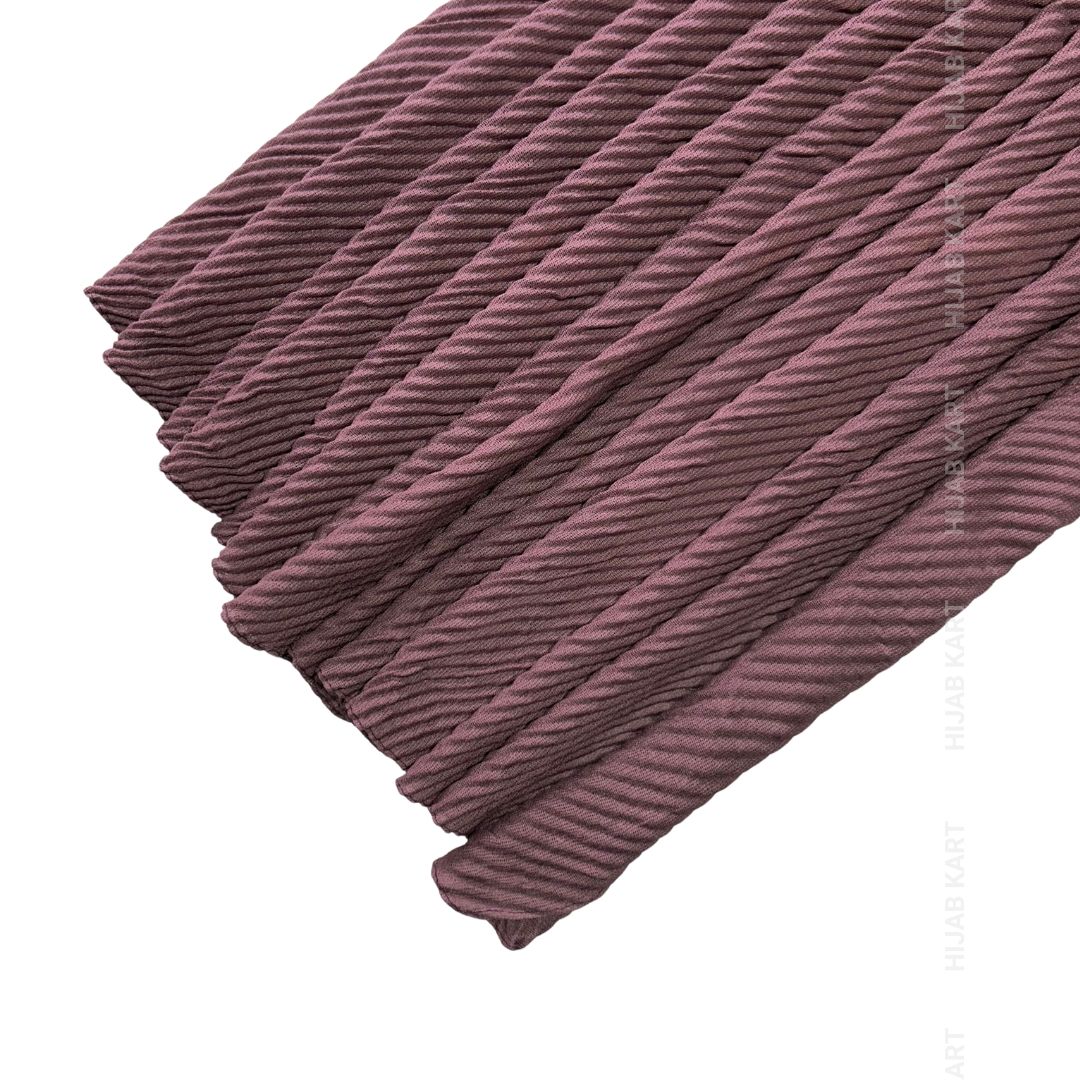 Mauve Pink-Basketweave Cotton Pleated Hijab