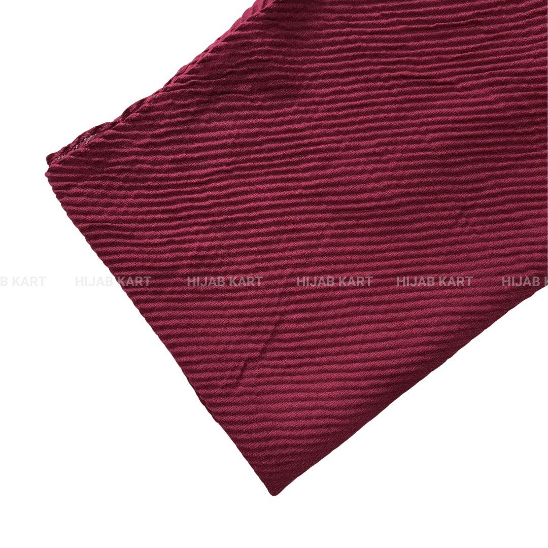 Maroon- Basketweave Cotton Pleated Hijab