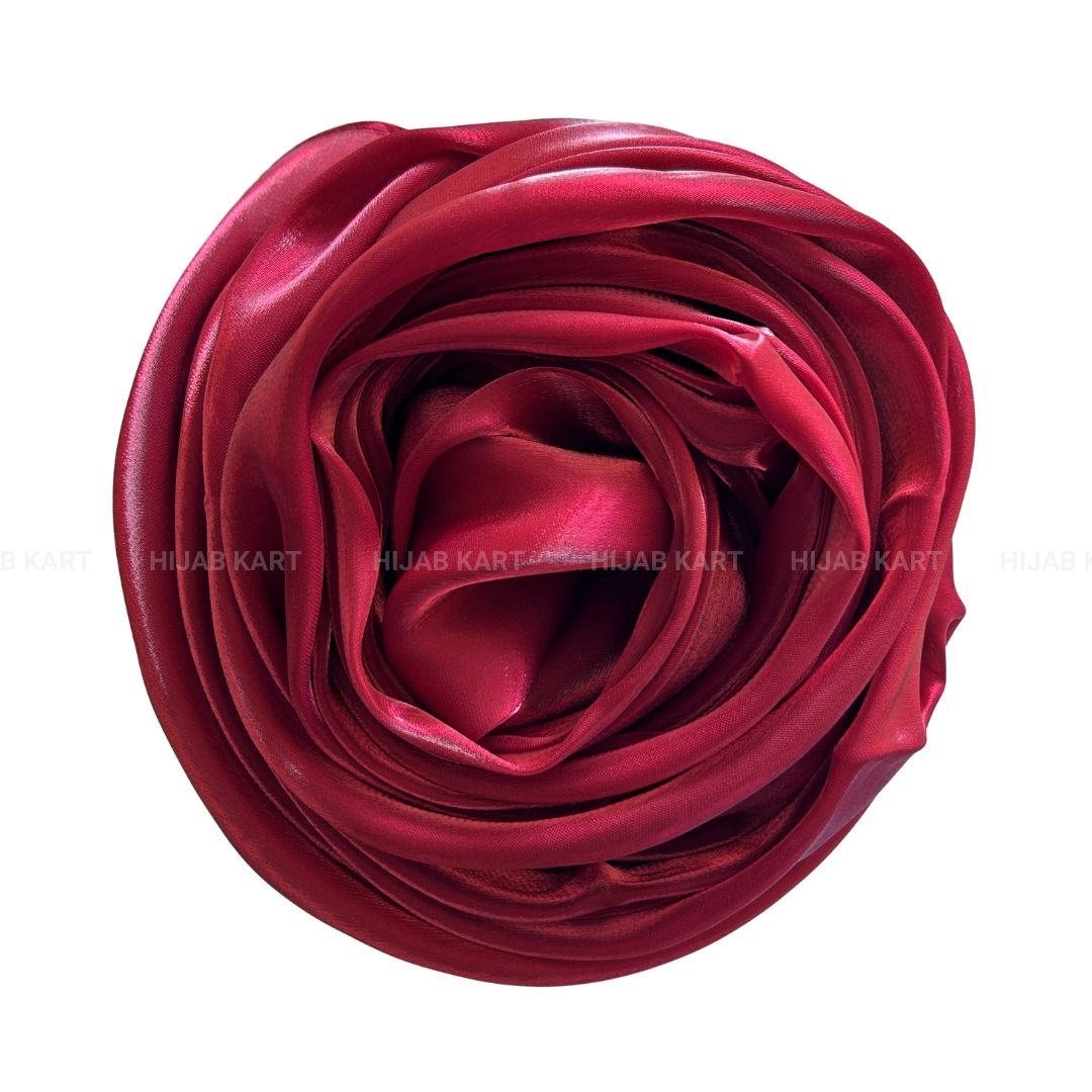 Deep Crimson Red- 3D Organza Hijab