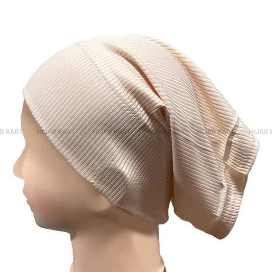 Luxe Ribbed Hijab Undercap- Peach