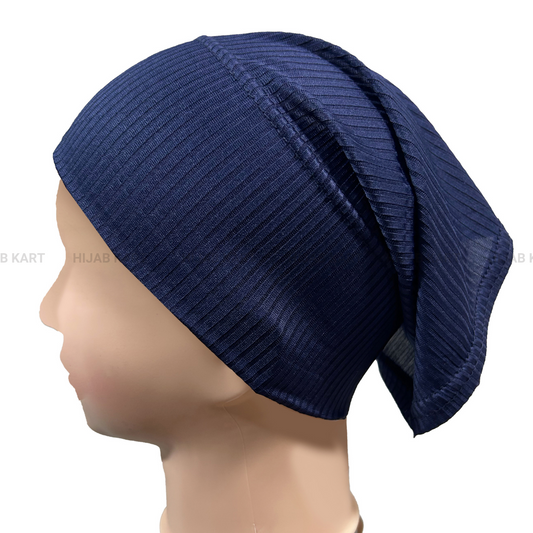 Luxe Ribbed Hijab Undercap- Navy Blue