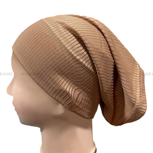 Luxe Ribbed Hijab Undercap- Nude Brown