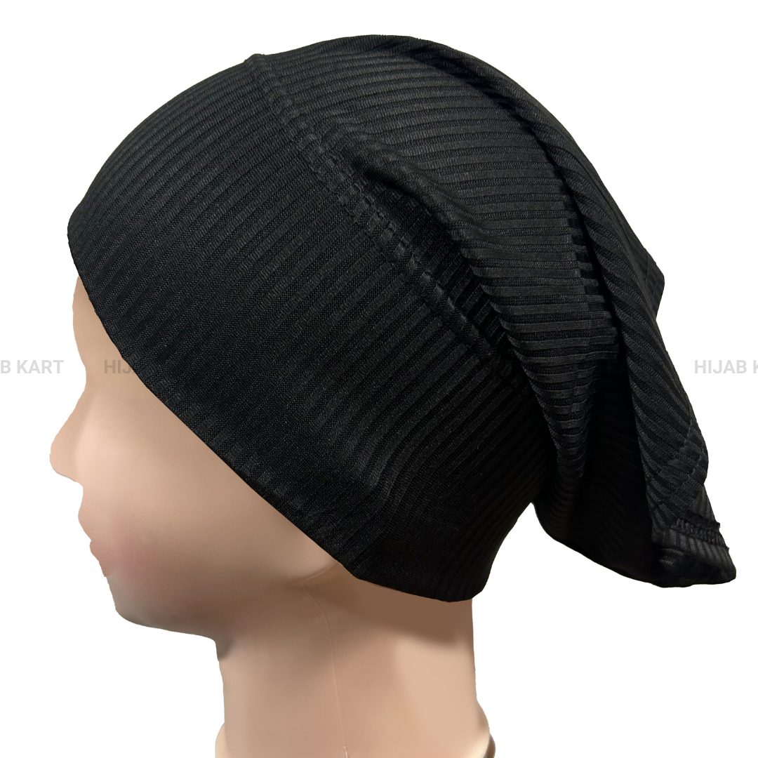 Luxe Ribbed Hijab Undercap- Rich Black