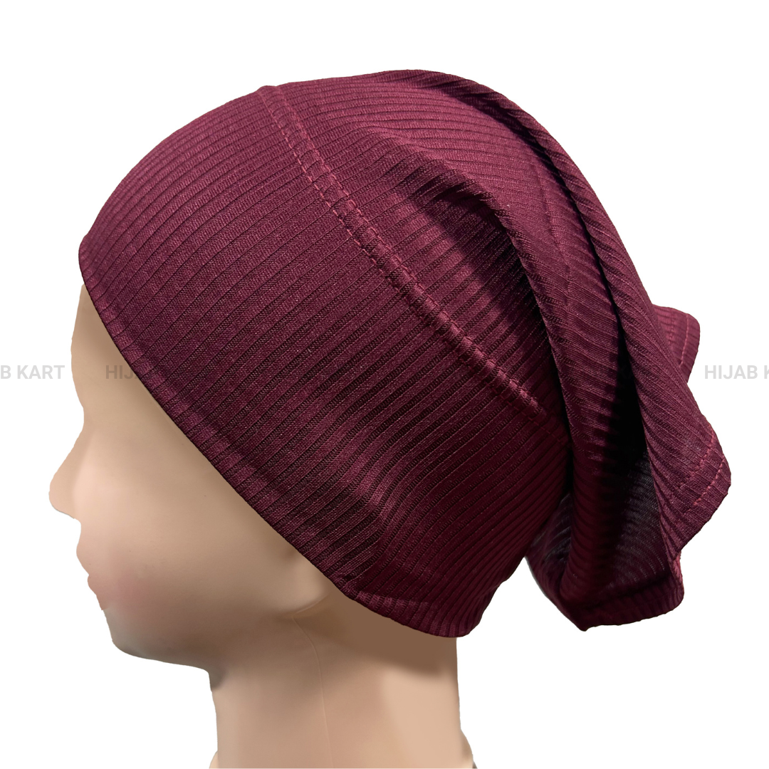 Luxe Ribbed Hijab Undercap- Wine Shade
