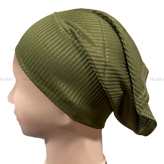 Luxe Ribbed Hijab Undercap- Army Green