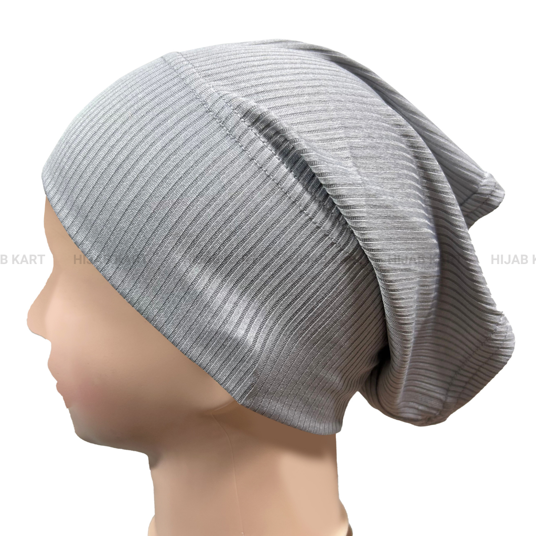 Luxe Ribbed Hijab Undercap- Silver