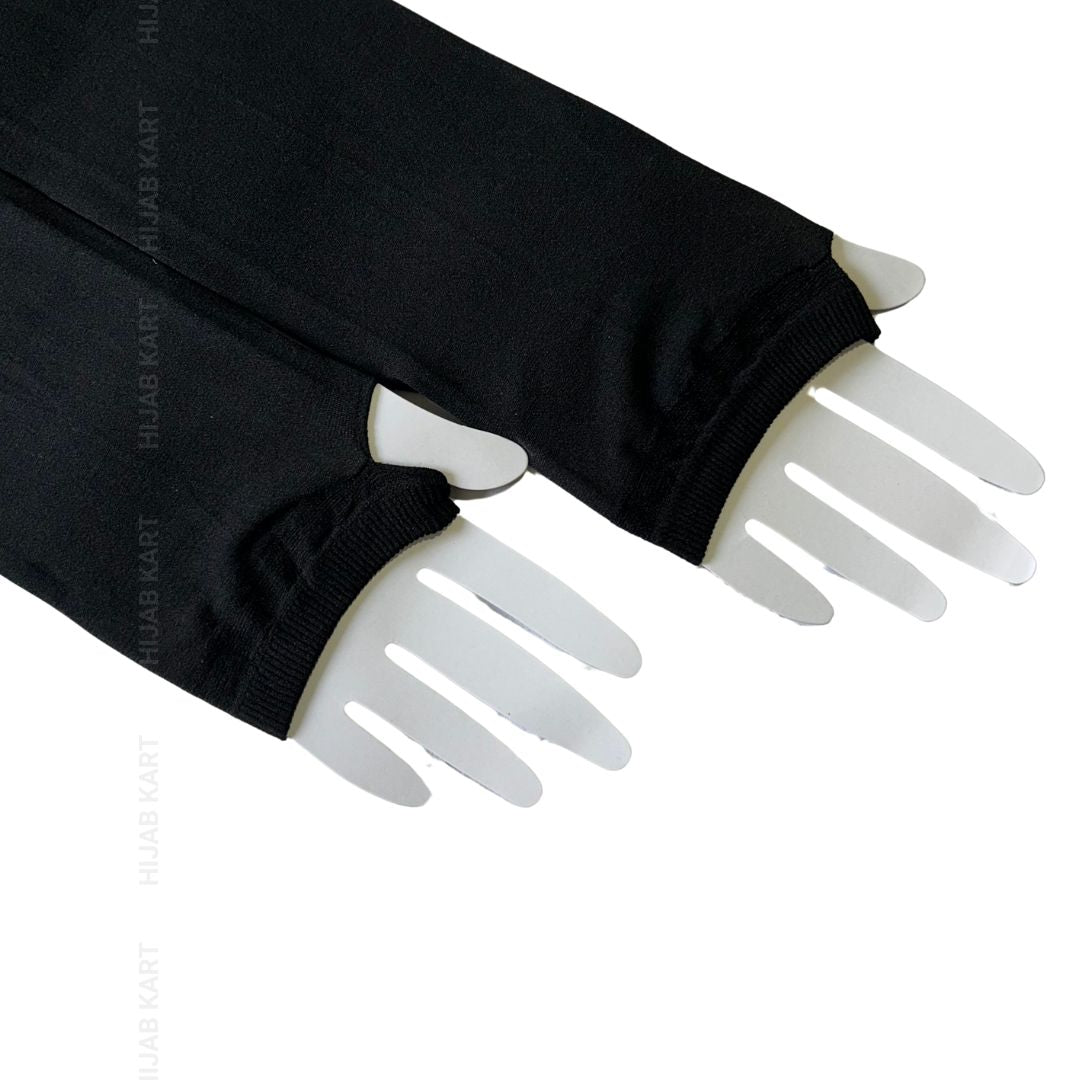 Rich Black-Open Thumb Arm Sleeves Extender