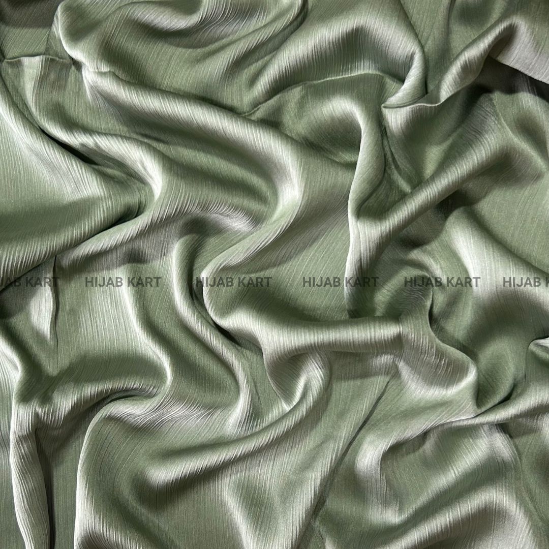 Textured Crepe Satin Hijab- Pista Green