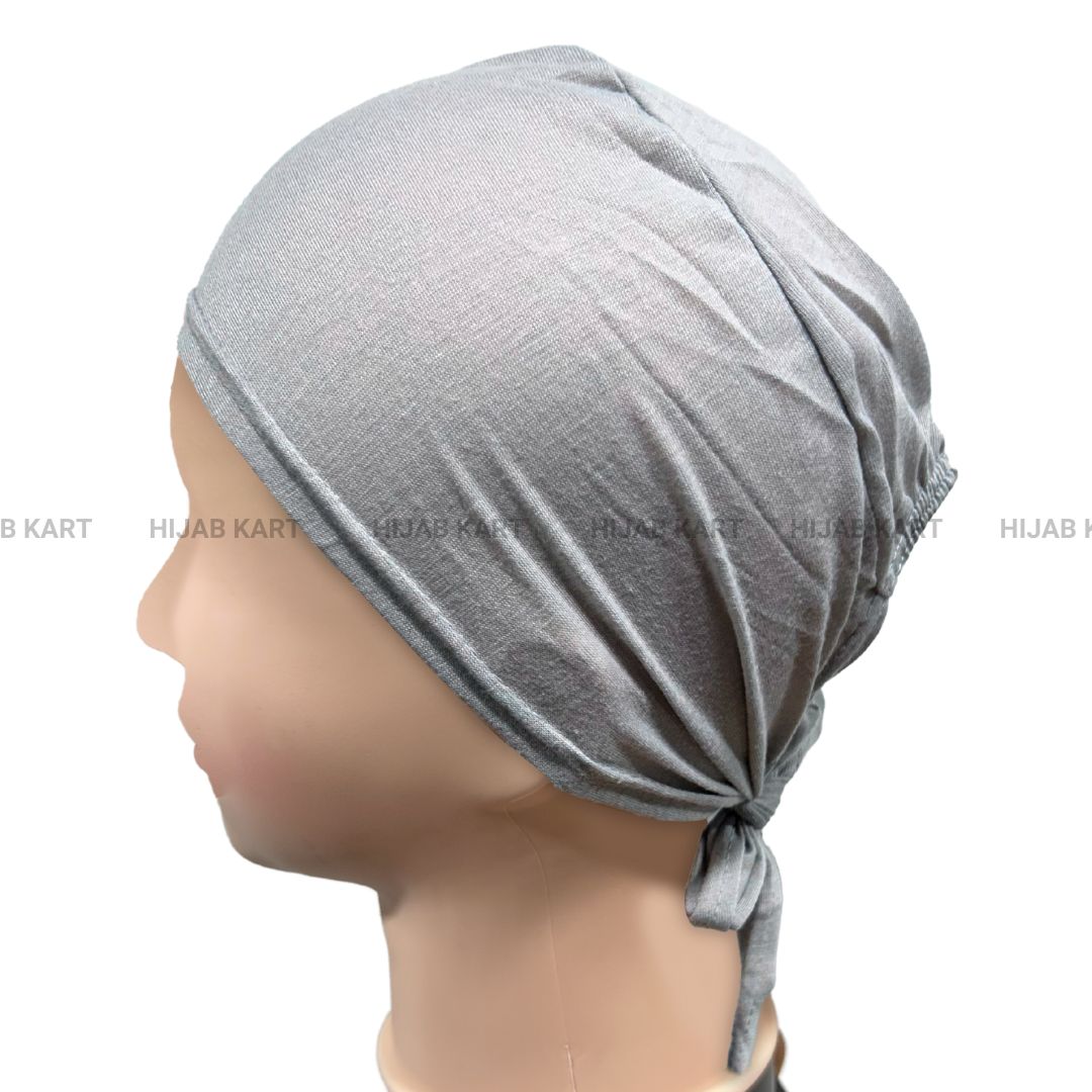 Tie-back Hijab Cap- Grey