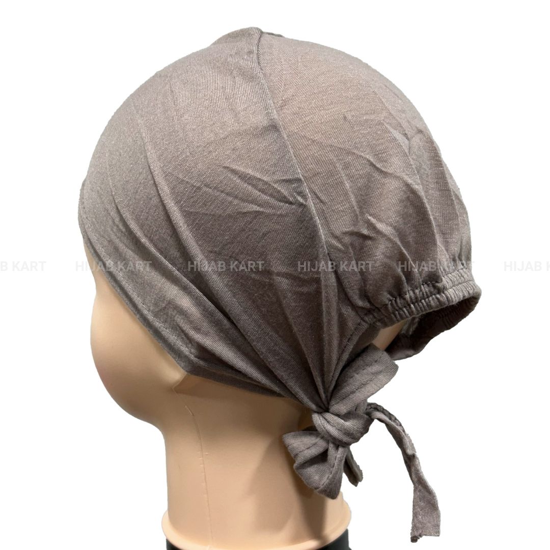 Tie-back Hijab Cap- Fossil Grey