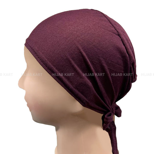 Tie-back Hijab Cap- Wine