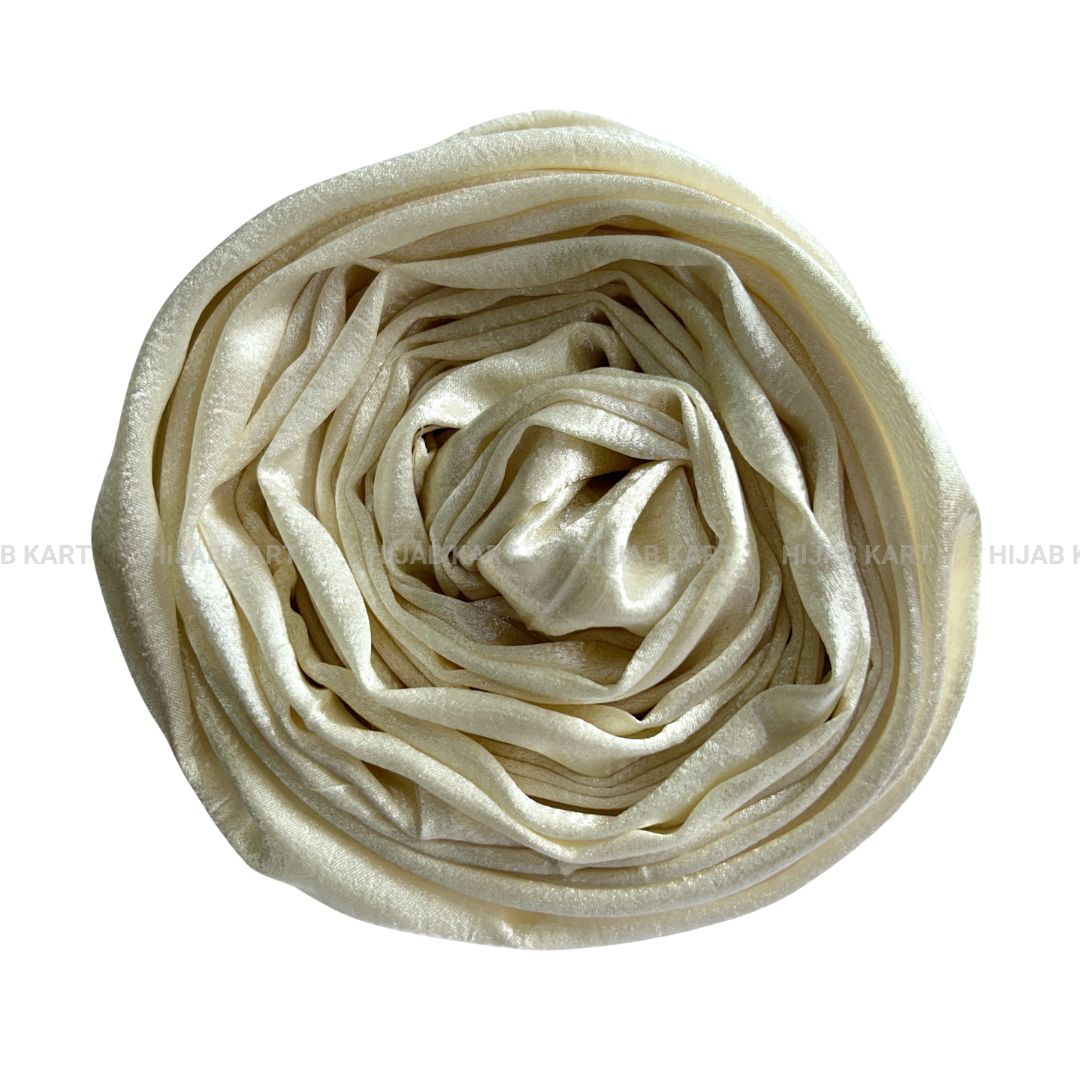 Pearl Cream- Luxe Shimmer Crushed Satin Hijab