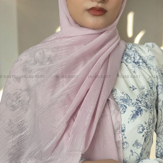 Georgette Shimmer Line Hijab- Onion Pink